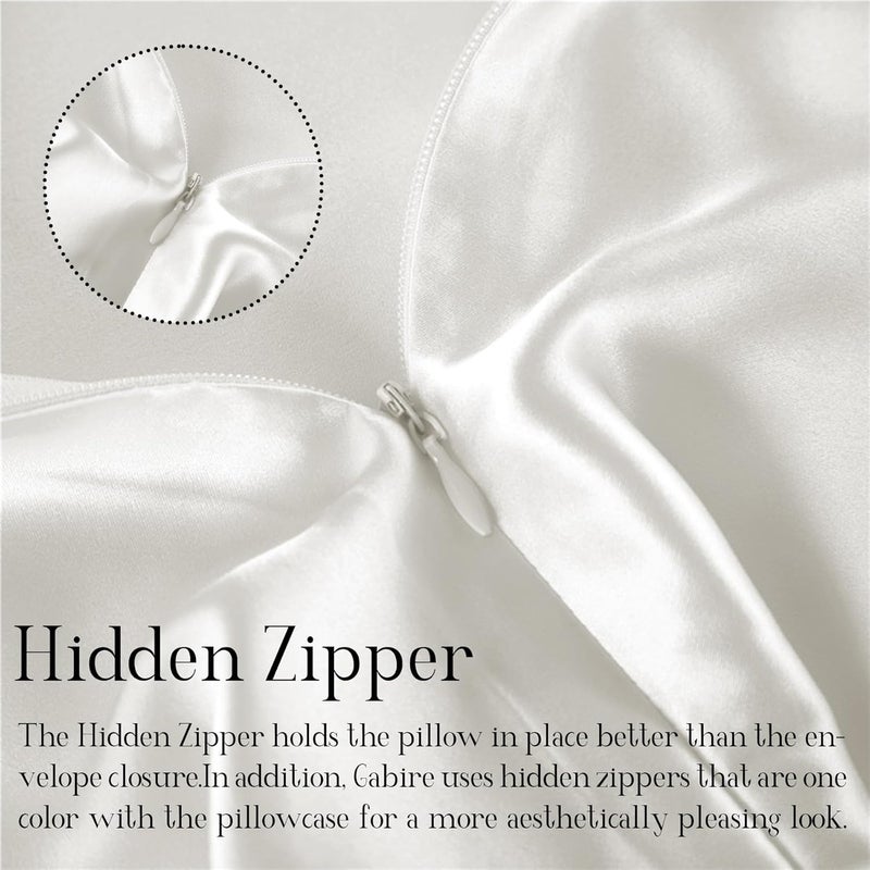 Gabire Mulberry Silk King Size Pillow Cases for Hair and Skin, Ultra Smooth Cooling Acne Pillow Case with Hidden Zipper Both Sides Real Silk Pillow Cases King (20"×36"), Ivory - Image 4