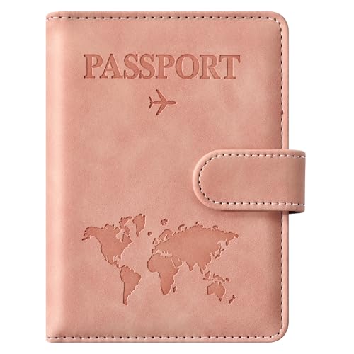 Eoehro Passport Holder for Travel Essentials, Passport Wallet Cover Case for Travel Must Haves Accessories,Passport Book Holders for Women and Men(light pink) - Image 1