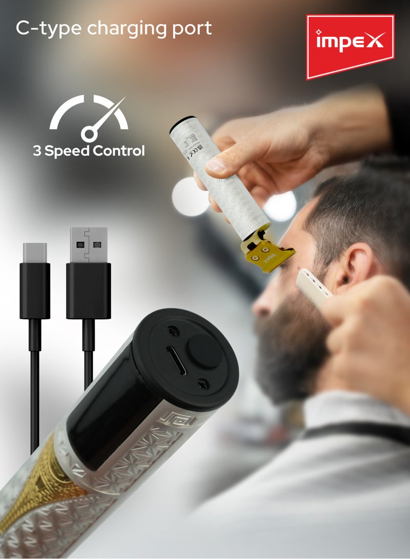 إمبكس ماكينة حلاقة وتشذيب شعر احترافية بقوة 5 واط مع شاشة LED، تحكم بثلاث سرعات، بطارية 1200 مللي أمبير، وقت تشغيل ساعتين، شحن Type-C – IHC8 – أسود – ضمان سنتين - Image 2