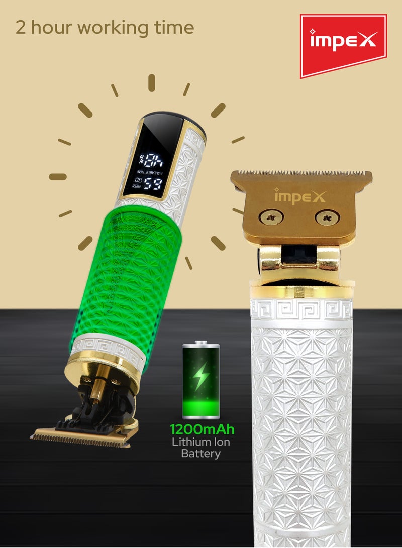 إمبكس ماكينة حلاقة وتشذيب شعر احترافية بقوة 5 واط مع شاشة LED، تحكم بثلاث سرعات، بطارية 1200 مللي أمبير، وقت تشغيل ساعتين، شحن Type-C – IHC8 – أسود – ضمان سنتين - Image 3