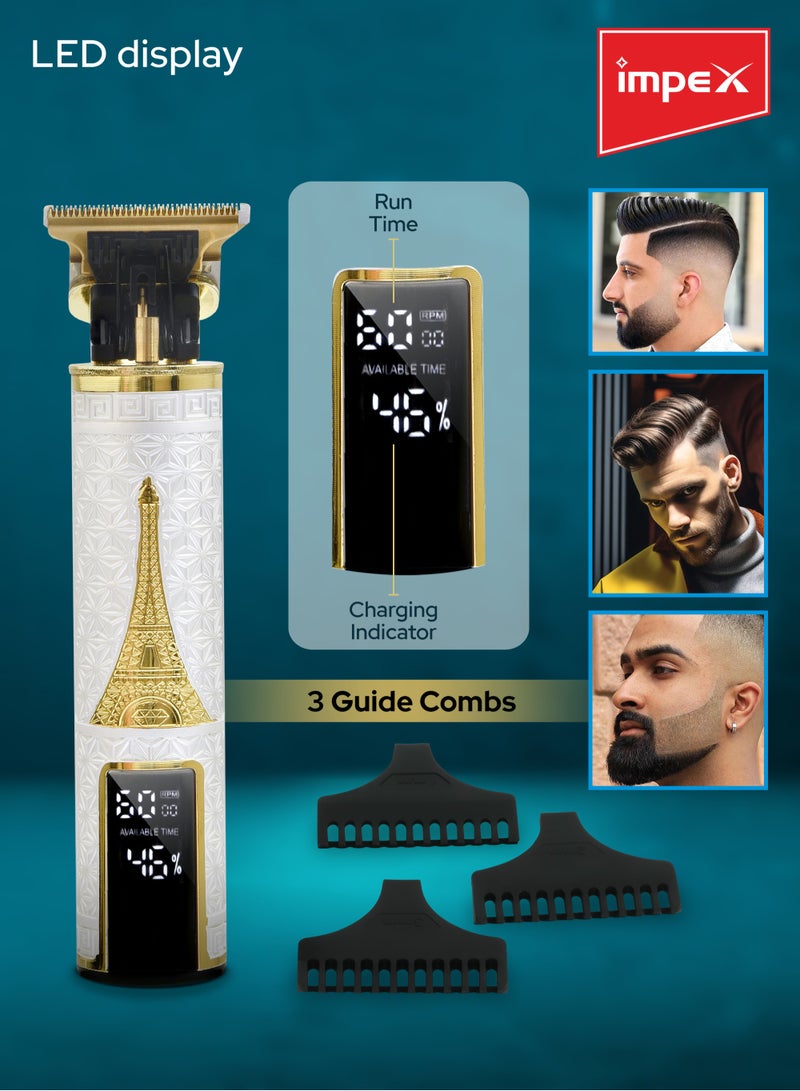 إمبكس ماكينة حلاقة وتشذيب شعر احترافية بقوة 5 واط مع شاشة LED، تحكم بثلاث سرعات، بطارية 1200 مللي أمبير، وقت تشغيل ساعتين، شحن Type-C – IHC8 – أسود – ضمان سنتين - Image 4