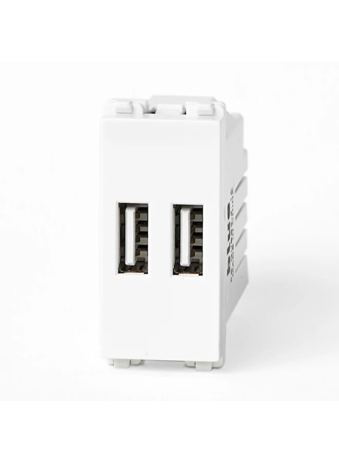 Dual USB 2.1A Outlet - White - Image 1