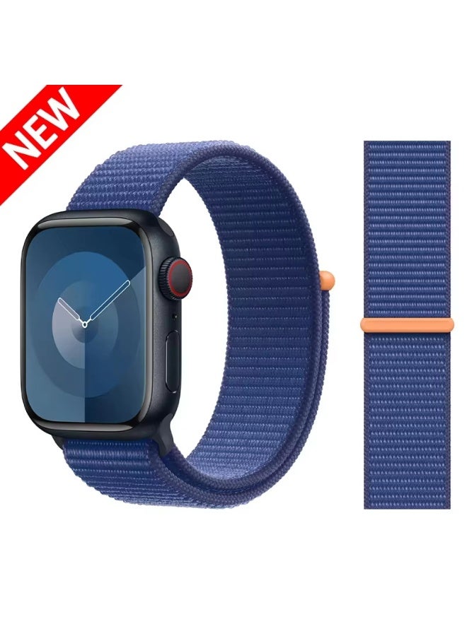 Breathable Nylon Loop Sport Band for Apple Watch 11/10 42mm/38mm/41mm/40mm – Adjustable Lightweight Strap Compatible with iWatch Series11, SE, Series 11/10/9/8/7/6/5/4/3/2/1, Sweatproof Replacement Band for Men & Women (Ocean blue) - Image 1
