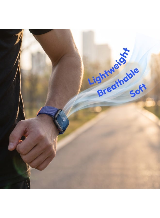 Breathable Nylon Loop Sport Band for Apple Watch 11/10 42mm/38mm/41mm/40mm – Adjustable Lightweight Strap Compatible with iWatch Series11, SE, Series 11/10/9/8/7/6/5/4/3/2/1, Sweatproof Replacement Band for Men & Women (Ocean blue) - Image 2