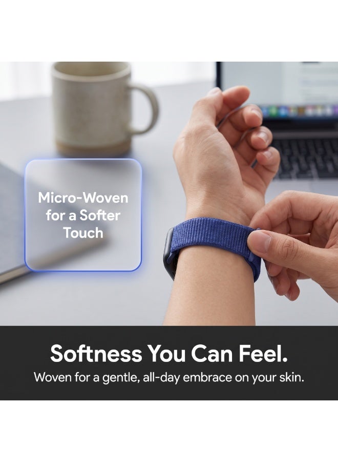 Breathable Nylon Loop Sport Band for Apple Watch 11/10 42mm/38mm/41mm/40mm – Adjustable Lightweight Strap Compatible with iWatch Series11, SE, Series 11/10/9/8/7/6/5/4/3/2/1, Sweatproof Replacement Band for Men & Women (Ocean blue) - Image 4