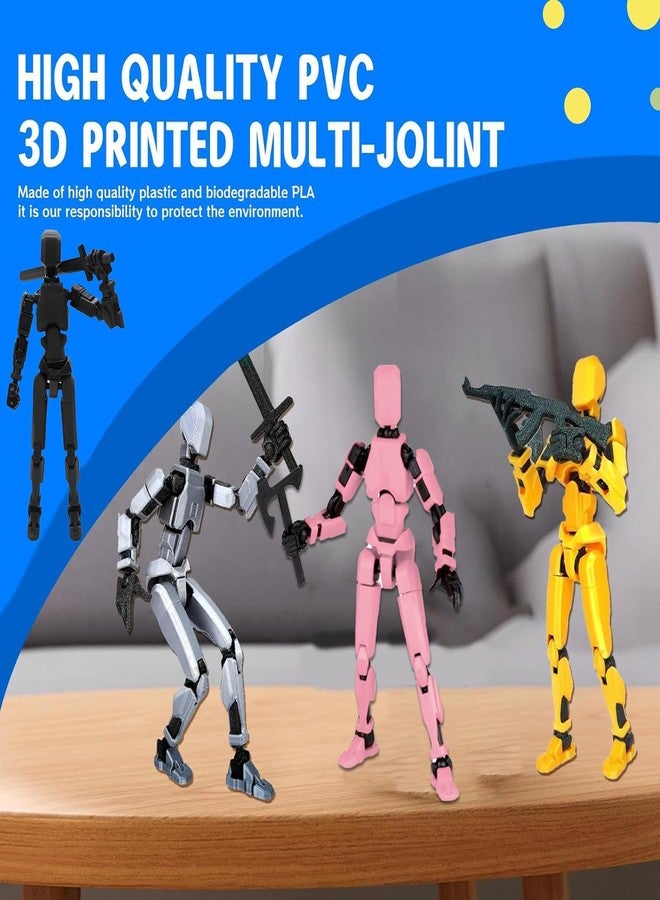 RAMONI 4pcs Action Figure Toys, Freedom Multi Articular Action Figures, Portable & Easy to Use Dummy 13 Robot Toy, T13 Action Figure Office Decor 3D Printed Toys with 28 Accessories - Image 5