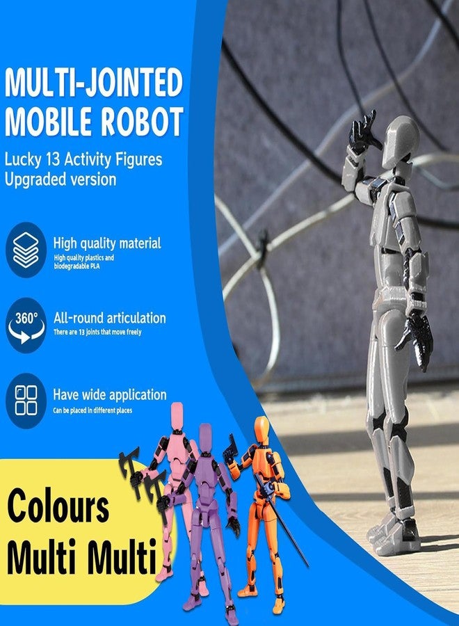 RAMONI 4pcs Action Figure Toys, Freedom Multi Articular Action Figures, Portable & Easy to Use Dummy 13 Robot Toy, T13 Action Figure Office Decor 3D Printed Toys with 28 Accessories - Image 3