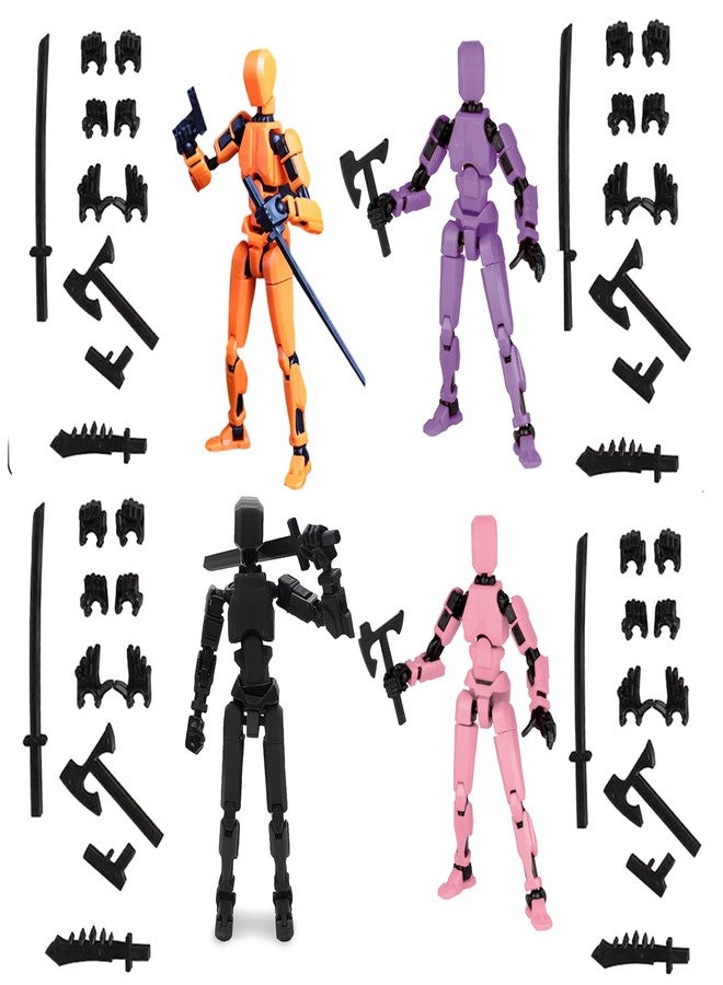 RAMONI 4pcs Action Figure Toys, Freedom Multi Articular Action Figures, Portable & Easy to Use Dummy 13 Robot Toy, T13 Action Figure Office Decor 3D Printed Toys with 28 Accessories - Image 1