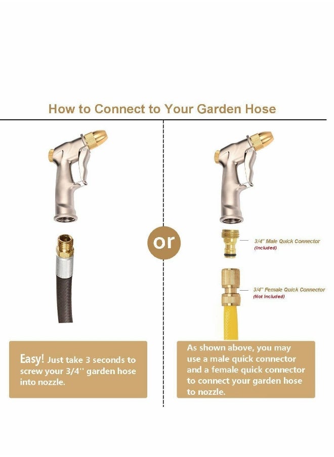 Generic Garden Hose Nozzles, Heavy Duty Metal Nozzle Sprayer, Adjustable Watering Mode, Brass Nozzles with Quick Connectors  - Image 3