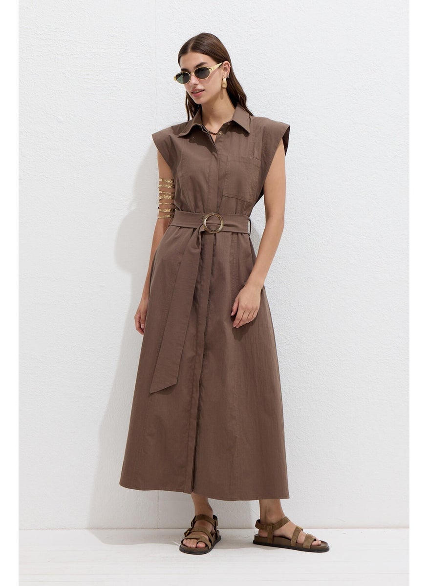 Cotton Belt Detail Dress Brown - pzsku/ZEEDF0EC30C1AF1231A8FZ/45/_/1728060812/3f1ff6cc-6a07-4039-bee2-39d0d624b21e