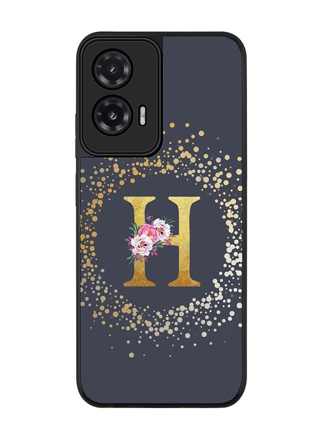 Stylizedd For Motorola Moto G35 Case,Slim fit Camera Protection, Shockproof Thin Phone cover  - Custom Monogram Floral - H  (Grey )