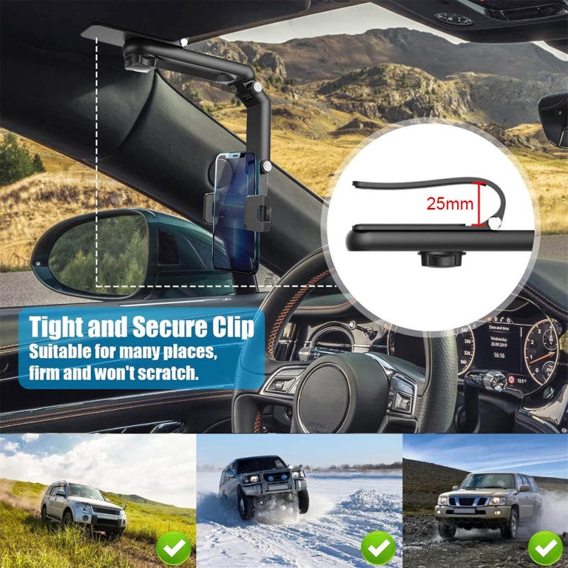 Multifunctional Car Phone Holder Rotatable Sun Visor Cell Phone Holder for Car Universal Phone Mount for Home - Image 3