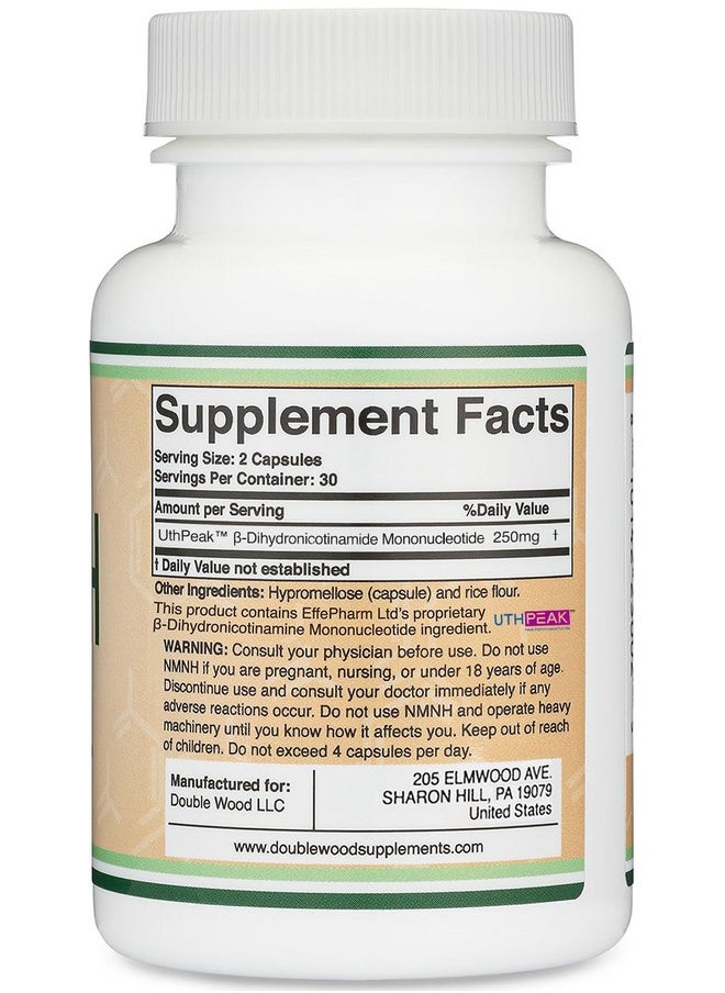 Double Wood Supplements - Nmnh (Nmn Supplement Alternative) (Dihydronicotinamide Mononucleotide) 250Mg Per Serving 60 Count (30 Servings) Nad Supplement To Boost Nad+ Levels As We Age (Nongmo Gluten Free) By Double Wood - Image 1