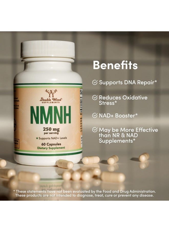 Double Wood Supplements - Nmnh (Nmn Supplement Alternative) (Dihydronicotinamide Mononucleotide) 250Mg Per Serving 60 Count (30 Servings) Nad Supplement To Boost Nad+ Levels As We Age (Nongmo Gluten Free) By Double Wood - Image 1
