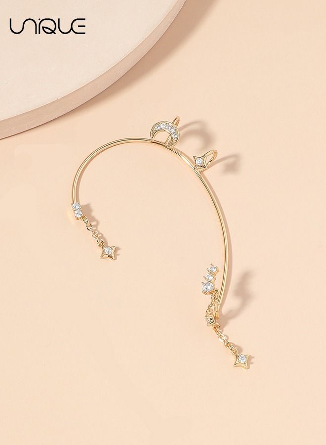 يونيك 1 زوج من خطافات الأذن - خطافات الأذن للقمر - خطافات أذن مدمجة بالذهب - خطافات أذن مثقوبة مرصعة بالماس - صناعة يدوية - أنيقة وبسيطة - مناسبة لحفلات التخرج تأثيرية - هدايا - Image 3