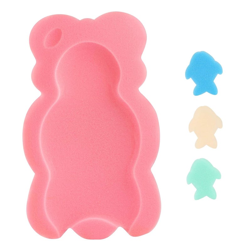 KECUCO Baby Bath Cushion Infant Bath Mat, Pad & Sponge for Toddler, Infant & Newborn (Pink-Style4) - Image 1