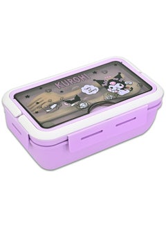 General Cartoon Kuromi Cute Printed All-in-One Bento Box with Handle Kawaii 4 Point Locking Lunch Box Container for Food Fruit Snacks  - Image 1