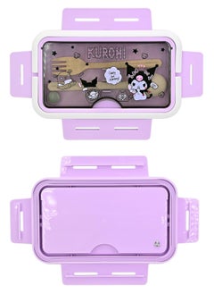 General Cartoon Kuromi Cute Printed All-in-One Bento Box with Handle Kawaii 4 Point Locking Lunch Box Container for Food Fruit Snacks  - Image 5