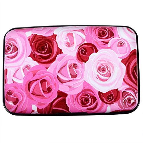 Kaabao Credit Card Holder, Metal Card Wallet RFID Blocking Mini Slim Aluminum Business Hard Card Case for Women Men (Roses) - Image 1