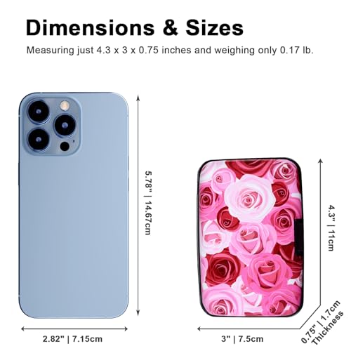 Kaabao Credit Card Holder, Metal Card Wallet RFID Blocking Mini Slim Aluminum Business Hard Card Case for Women Men (Roses) - Image 5