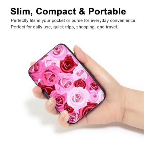 Kaabao Credit Card Holder, Metal Card Wallet RFID Blocking Mini Slim Aluminum Business Hard Card Case for Women Men (Roses) - Image 2