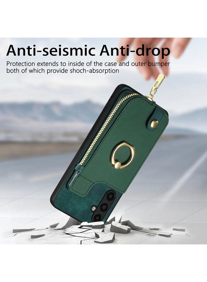 اس-توب جراب خلفي لهاتف Samsung Galaxy A70/A70s مزود بحلقة جلدية متقاطعة وسحاب عمودي - Image 4