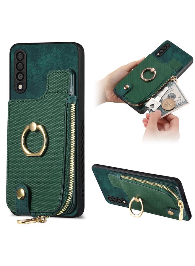 اس-توب جراب خلفي لهاتف Samsung Galaxy A70/A70s مزود بحلقة جلدية متقاطعة وسحاب عمودي - Image 1