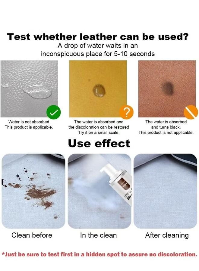 Leather Foam Cleaner Cleaning Remove Dirt Stain and Grime Suitable for Car Interiors Seats Furniture Couches Sofa Shoes Boots Bags and More - Image 3