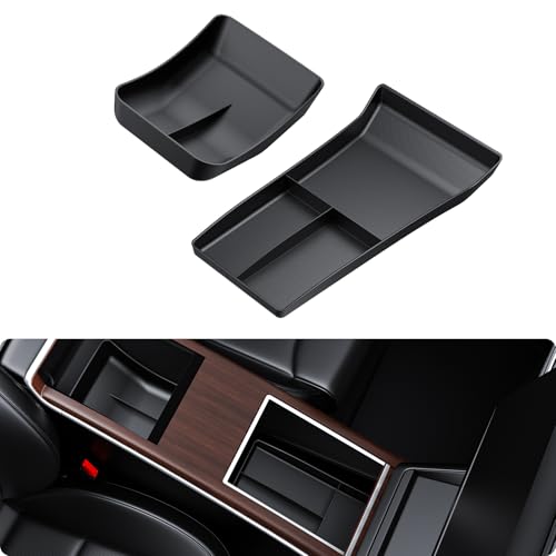 BASENOR 20222026 Tesla Model S Model X Lower Center Console Organizer Tray Insert Compartment Under Cupholder Interior Accessories Storage Fit Model SModel X Refresh Plaid Long Range - Image 1