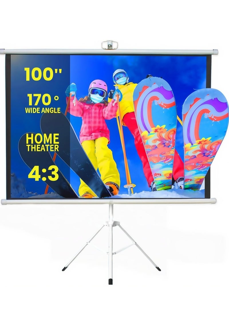 FlashHawk 100 inch 4:3 Portable Projector Screen, Gray Fiberglass Material, with Tripod Stand ET100G-43 for Office and Outdoor  - Image 1