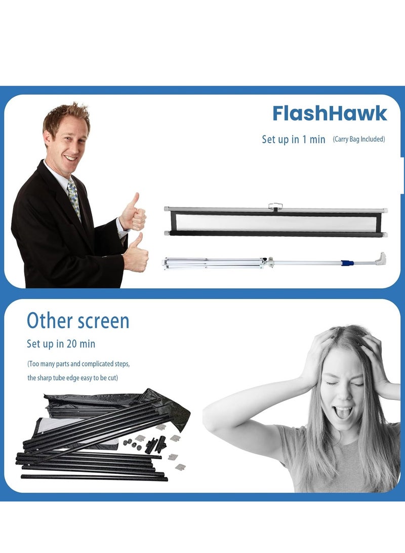 FlashHawk 100 inch 4:3 Portable Projector Screen, Gray Fiberglass Material, with Tripod Stand ET100G-43 for Office and Outdoor  - Image 5