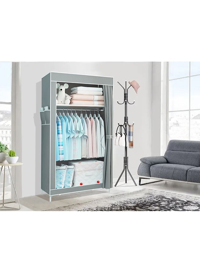 XiuWoo Easy Installation Portable Fabric Nonwoven Wardrobe Storage Closet Organizer With Hanging Rod 70*45*150cm  - Image 3