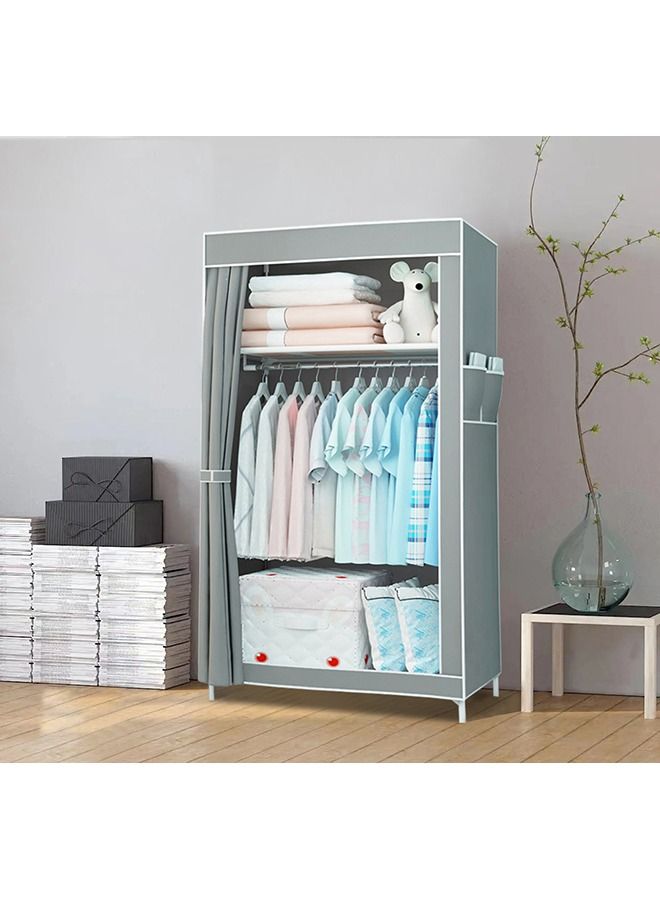 XiuWoo Easy Installation Portable Fabric Nonwoven Wardrobe Storage Closet Organizer With Hanging Rod 70*45*150cm  - Image 2