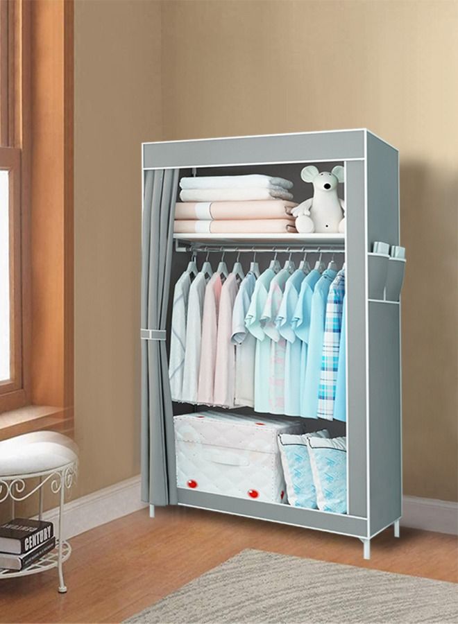 شو وو سهلة التركيب المحمولة النسيج غير المنسوجة خزانة تخزين خزانة منظم مع قضيب معلق 70 * 45 * 150 سم - Image 2