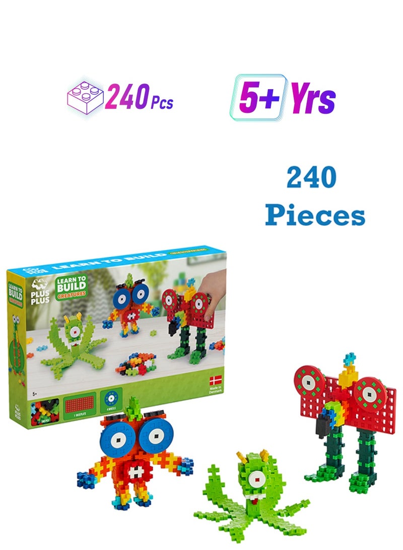 Plus-Plus Learn to Build Set, Mini Interlocking Building Blocks, 3D Puzzle Stem & Art Kit Playset - Creatures, 240 Pieces  - Image 1