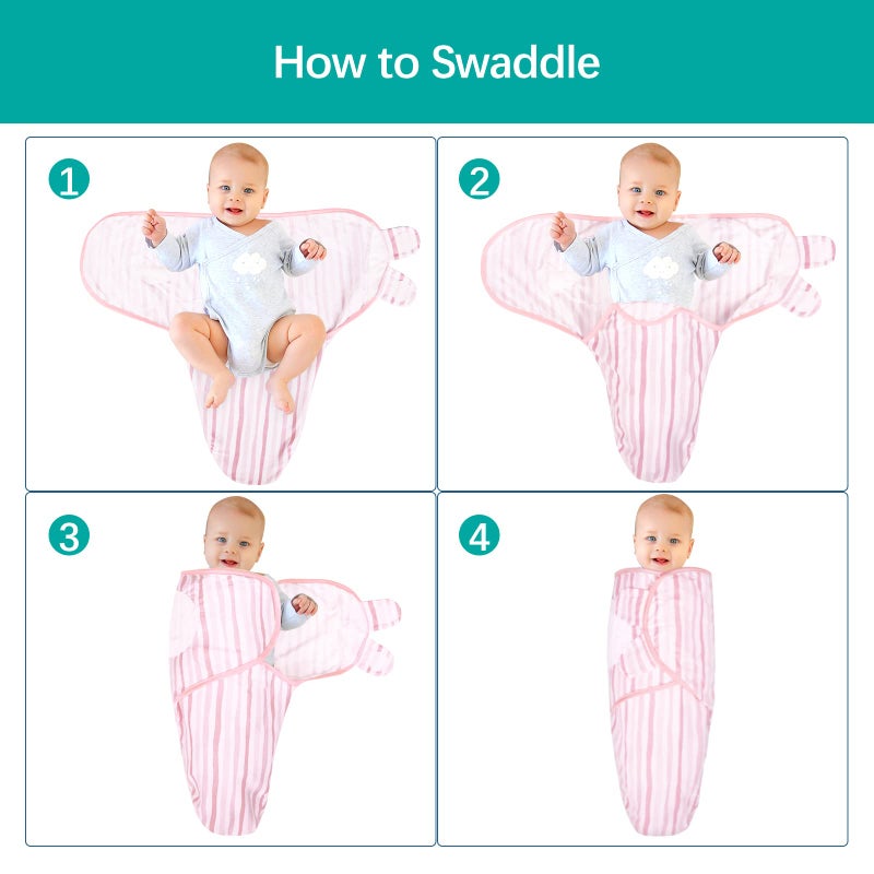 Biloban Baby Swaddle for Girls 0-3 Months, Cotton Blanket, Newborn Essentials, Lovely Pink Print, 4 Pack - Image 5