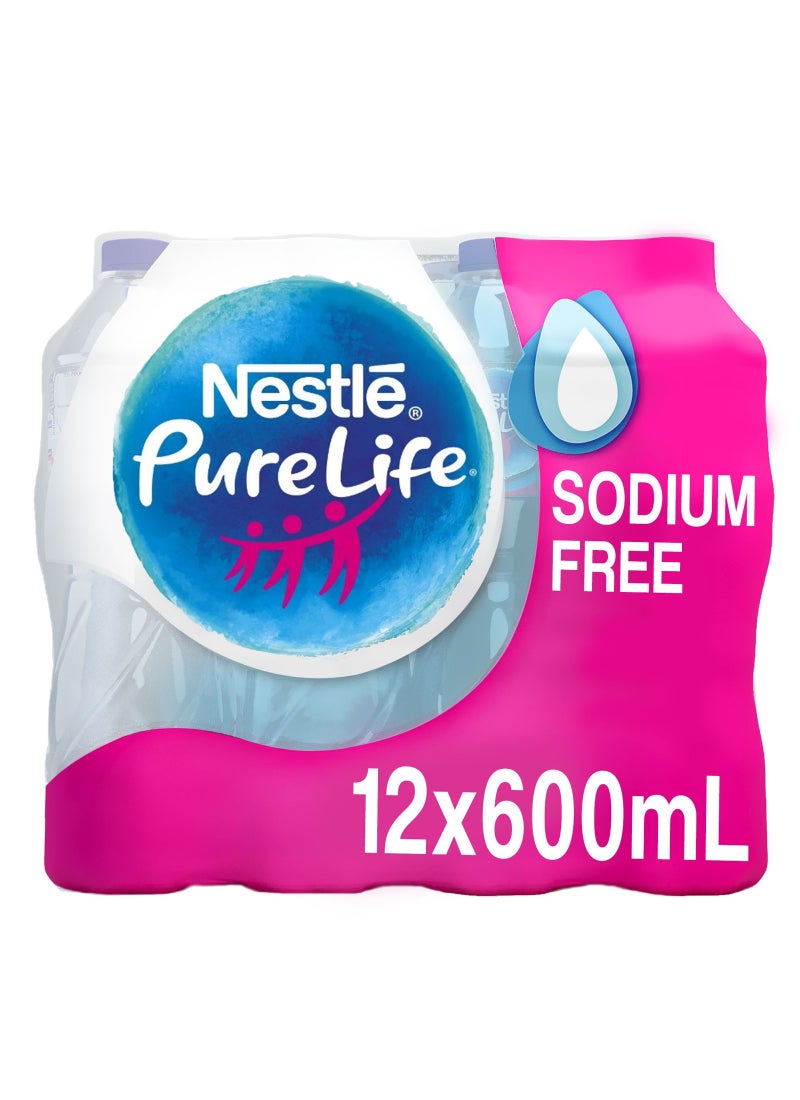 Nestle Pure Life Sodium Free Bottled Drinking Water 12 x 600ml - Image 1