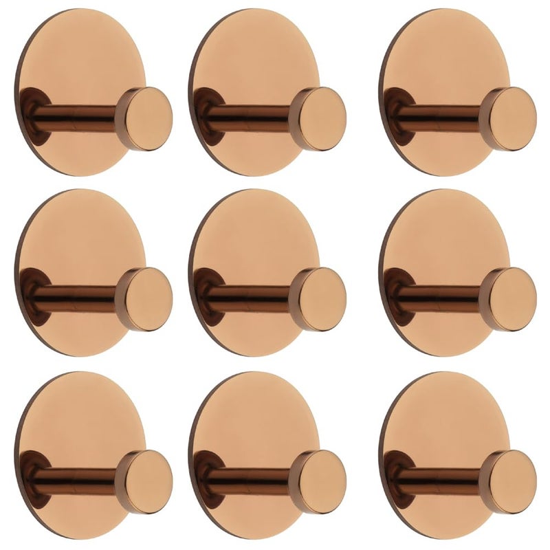 ALLIED Stainless Steel Self Adhesive Wall Hook Round Shaped for kichen, Bathroom, Cabinet, Towel, Utensils, Key - Waterproof and Rustproof | Code - 717 (Pack of 9, PVD Rose Gold) - Image 1