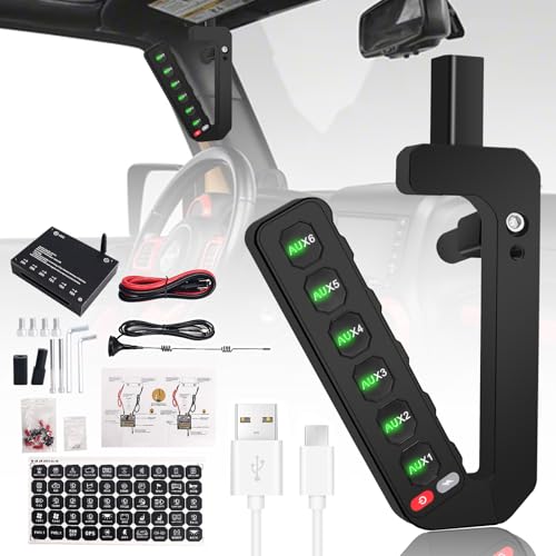 ADTOPI Grab Handle Switch Panel for JK, 6 Gang Wireless Switch Panel Armrest Switch Panel Compatible with Jeep Wrangler JK JKU 2007-2018 with Integrated Control Box & Type-C Charging - Image 1