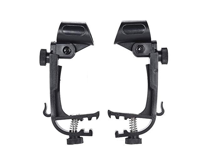 RADIONICS 2pcs Clamp Clip On Drum Rim Microphone Mic Mount Holder Adjustable Shockproof - Image 1