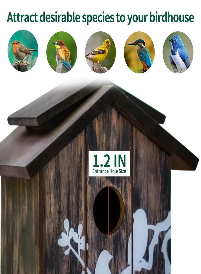 Topadorn Wooden Bird House Hanging Outdoor,Eco Friendly Materials and Decorative with Bird Printed - Image 4