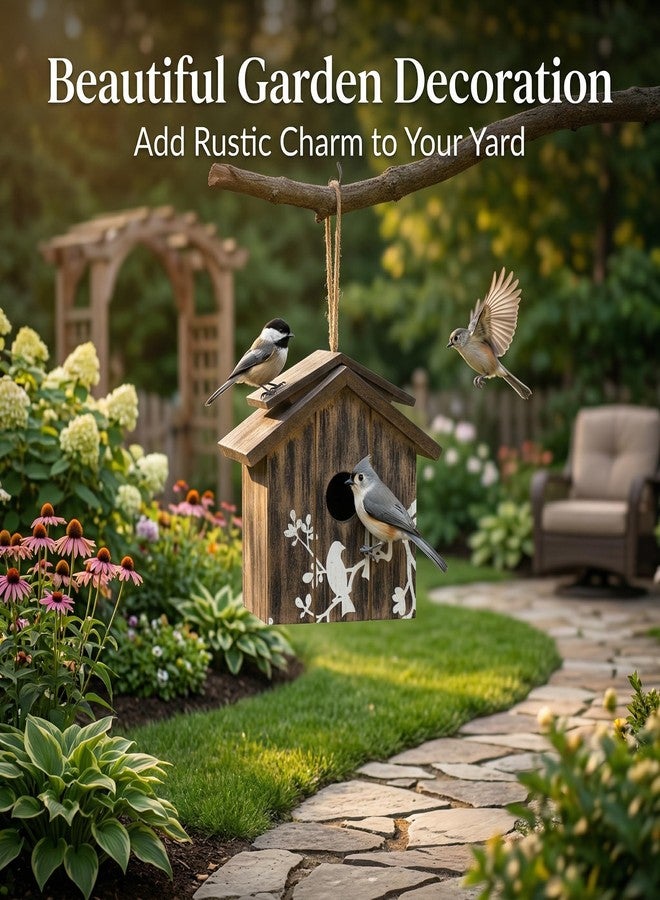 Topadorn Wooden Bird House Hanging Outdoor,Eco Friendly Materials and Decorative with Bird Printed - Image 2