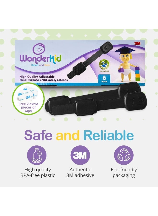 WONDERKID Adjustable Reusable Child Safety Locks (Black, Pack of 6) - Image 3