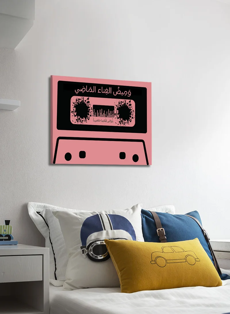 لوحة لوحة كانفاس على إطار خشبي بتصميم شريط كاسيت كلاسيكي