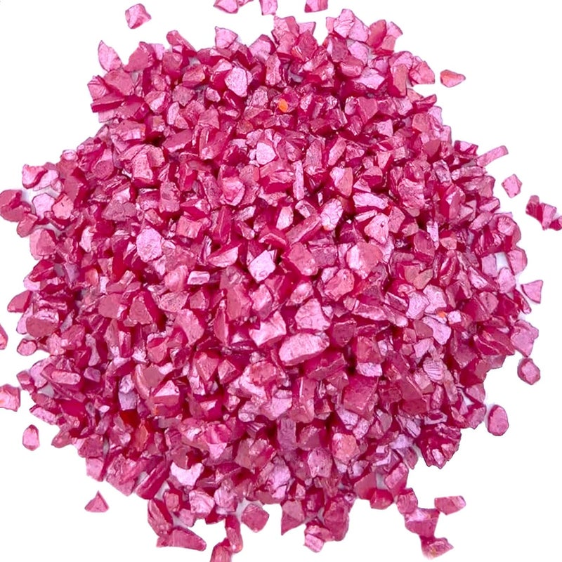 iParn 250 gram Crushed Glass 3-6mm Crushed Glass Crystals Resin Art Crafts Vase Filler Home Decorations (Pink) - Image 1