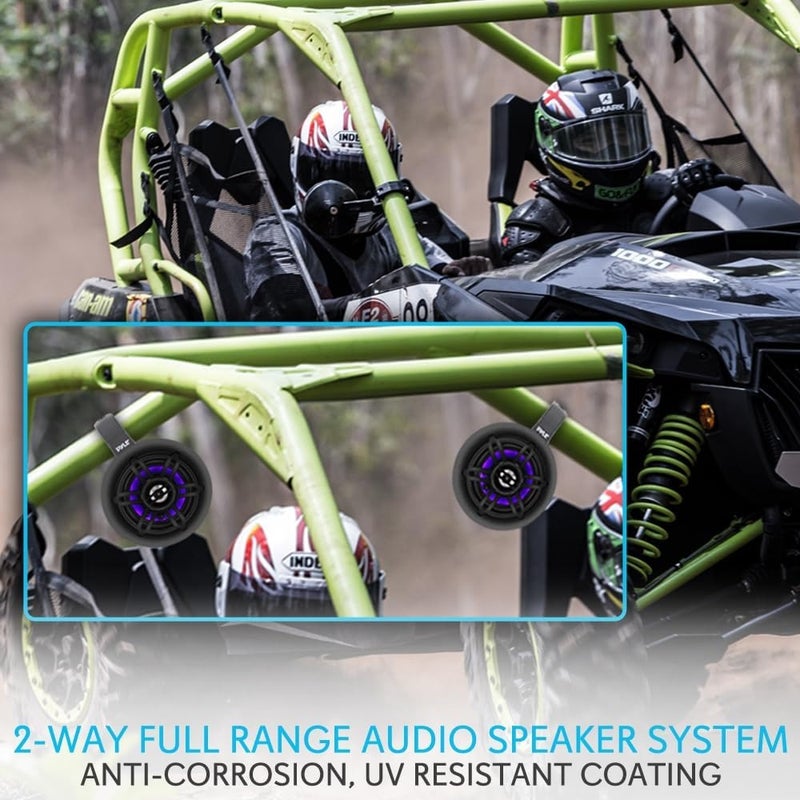 Waterproof Marine Wakeboard Tower Speakers - 4 Inch Dual Subwoofer Speaker Set w/ 300 Max Power Output - Boat Audio System w/Built-in LED Lights - Mounting Clamps Included - PLMRLEWB46B Black - Image 5