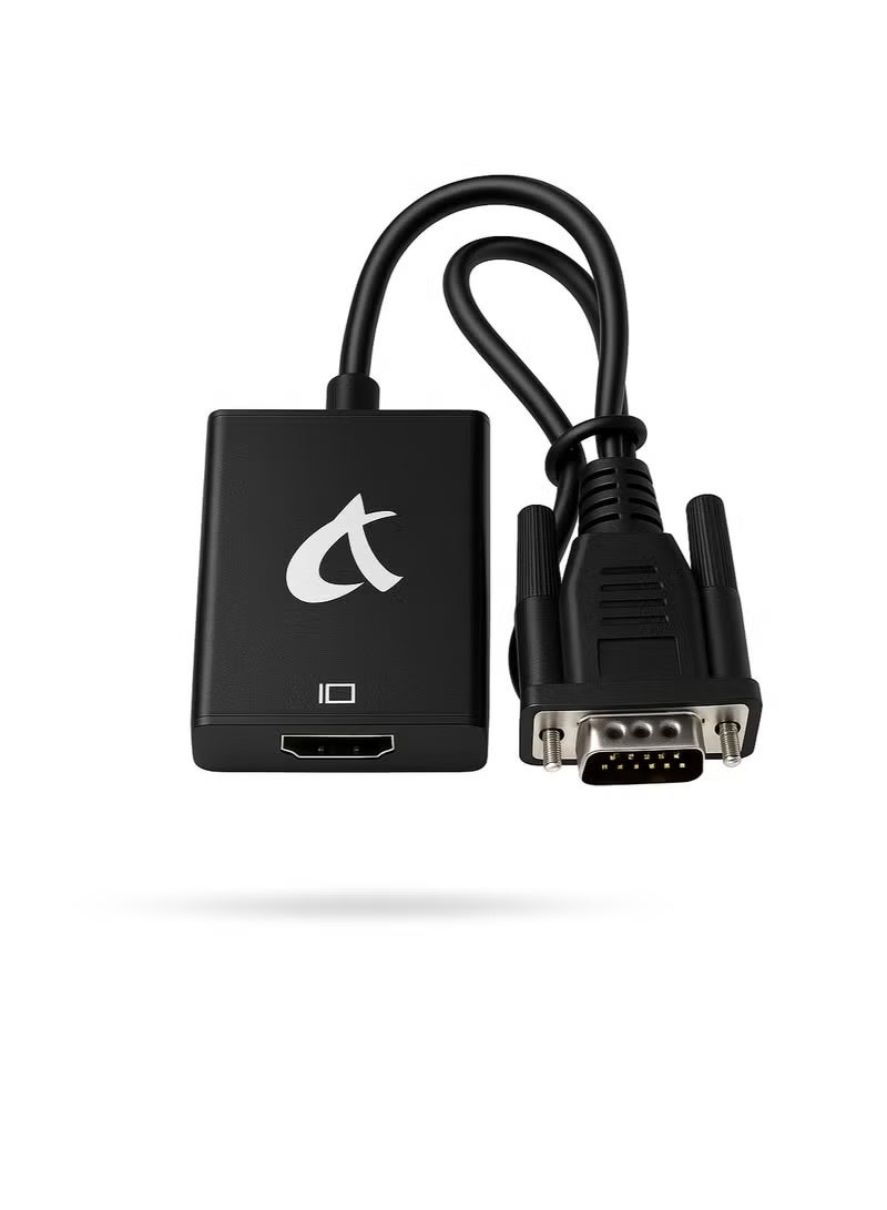 FUJISHKA VGA to HDMI Converter Adapter, VGA Male to HDMI Female Cable with 1080P HD Video and Audio Support – for Connecting Old PC, Laptop with VGA Output to Monitor, HDTV, Projector – Includes 3.5mm Audio and USB Cable - Image 1