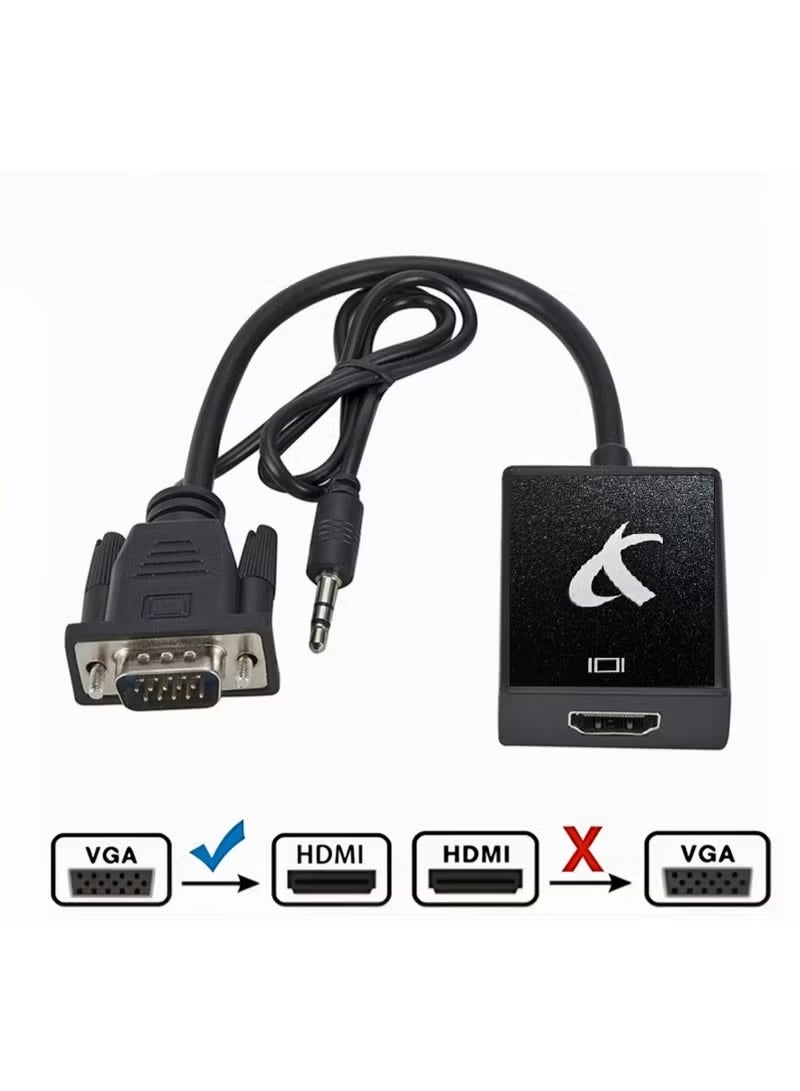 FUJISHKA VGA to HDMI Converter Adapter, VGA Male to HDMI Female Cable with 1080P HD Video and Audio Support – for Connecting Old PC, Laptop with VGA Output to Monitor, HDTV, Projector – Includes 3.5mm Audio and USB Cable - Image 4