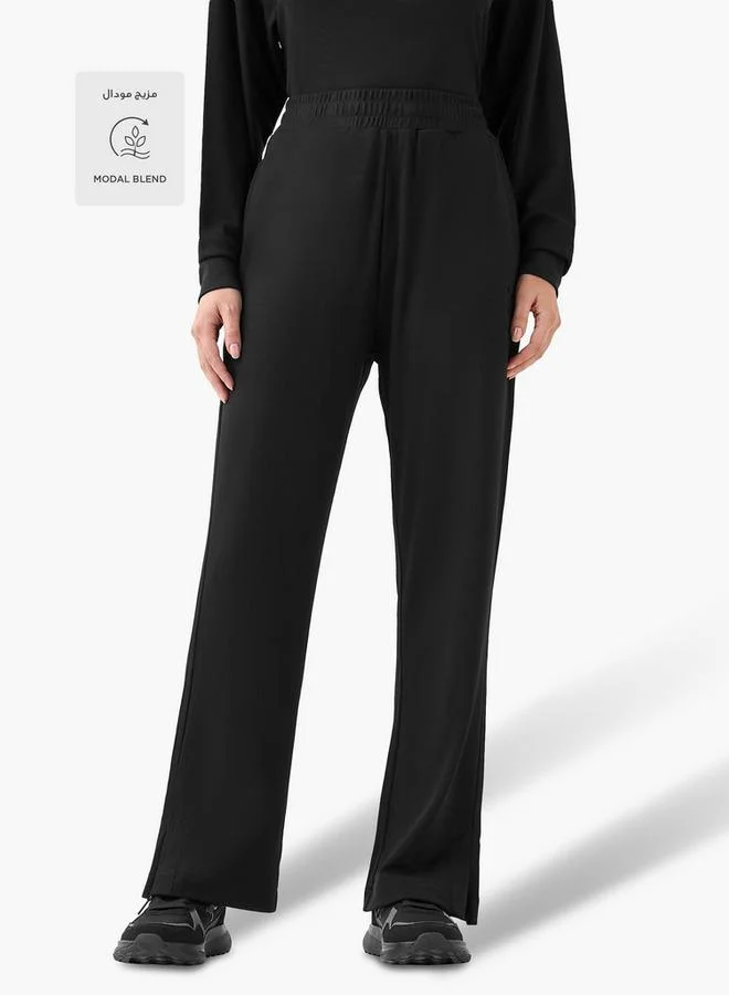 Splash Active Black Women Elasticated Waist Track Pants for Women | Best Price UAE