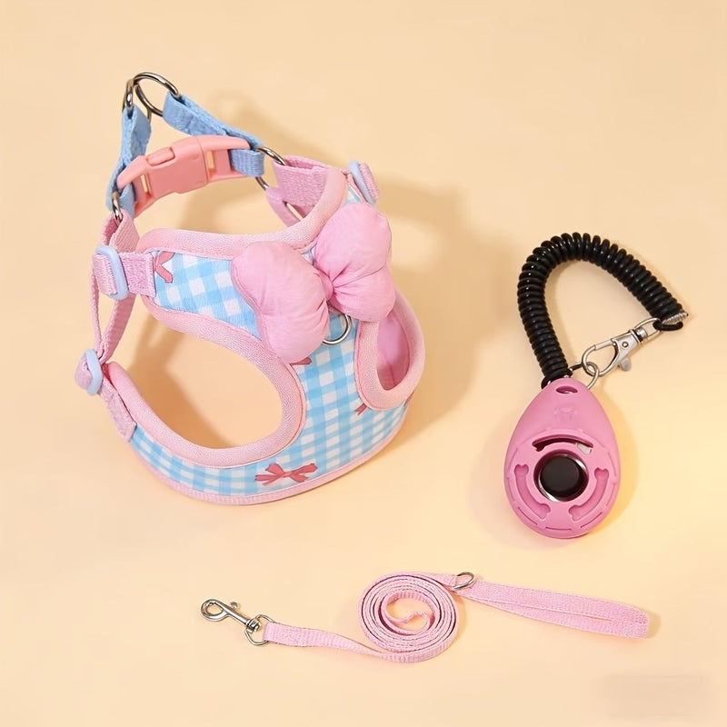 Pink Escape Proof Dog Harness Vest With Bell Set For Small Dogs Cats - Image 5